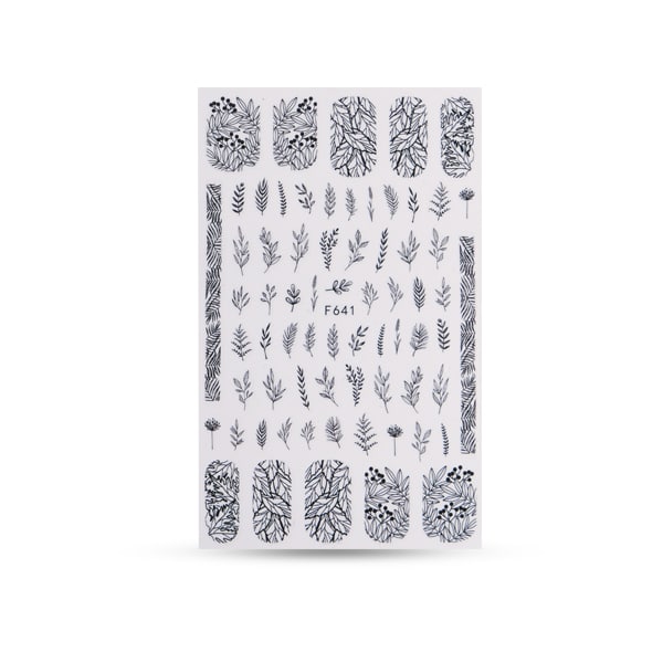 Nail sticker F641 Black Leaves""