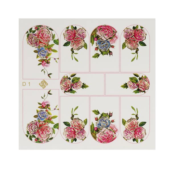 Decoupage Nagelaufkleber D1 - Rosen