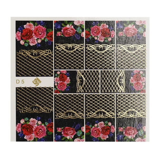 Decoupage Nagelaufkleber D5 - Rosen / schwarz