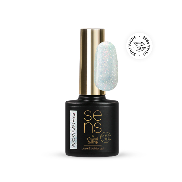 SENS AURORA FLAKE base&builder gel - white 10ml THF